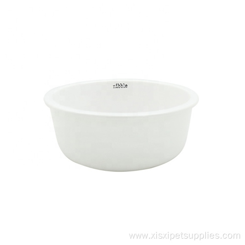 Pet Feeding Bowl White Rounded Ceramic Dog Bowl